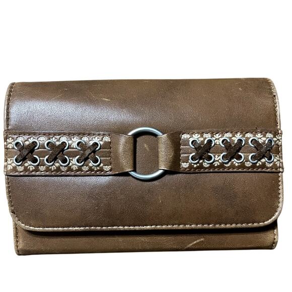 Vintage 90s Brown Leather Wallet - Picture 1 of 5